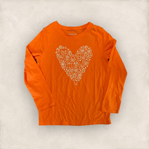 Girls Long Sleeve Graphic T-Shirt -Pumpkin Heart