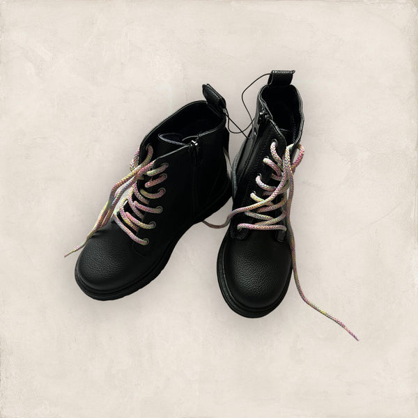Girl' Art Class Lace Up Combat Boots ZOE - BLACK