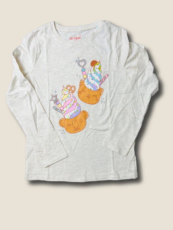 Girls' Cat & Jack Long Sleeves BEAR ICE CREAM Tee