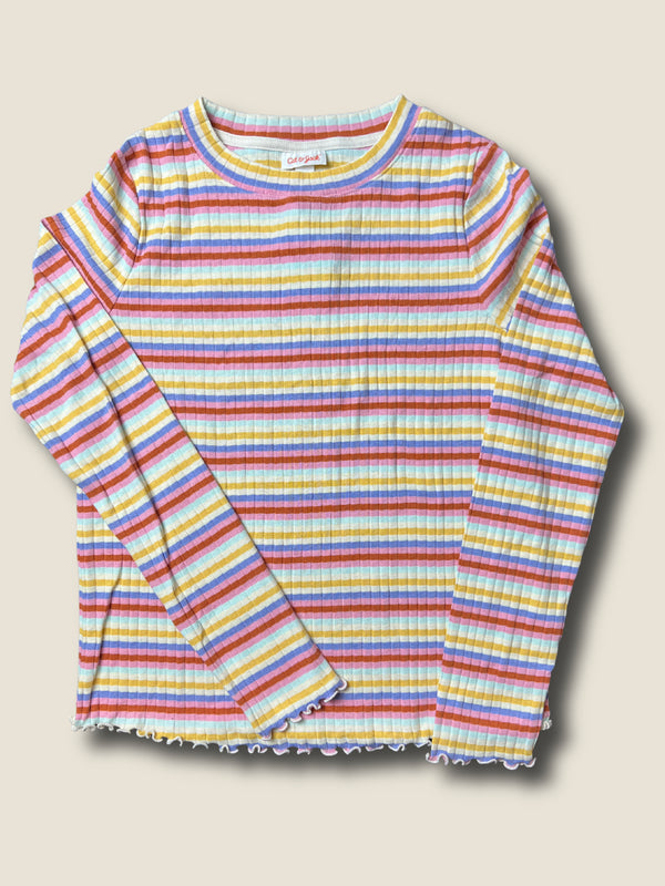 Girls' Cat & Jack Multi Stripe Long Sleeves Top