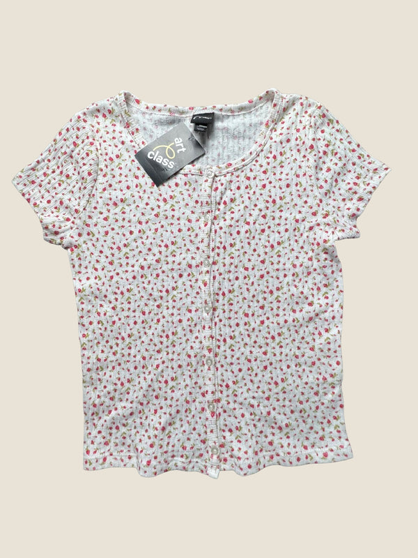 Art Class Girls' Short Sleeve Floral Button Down Shirt