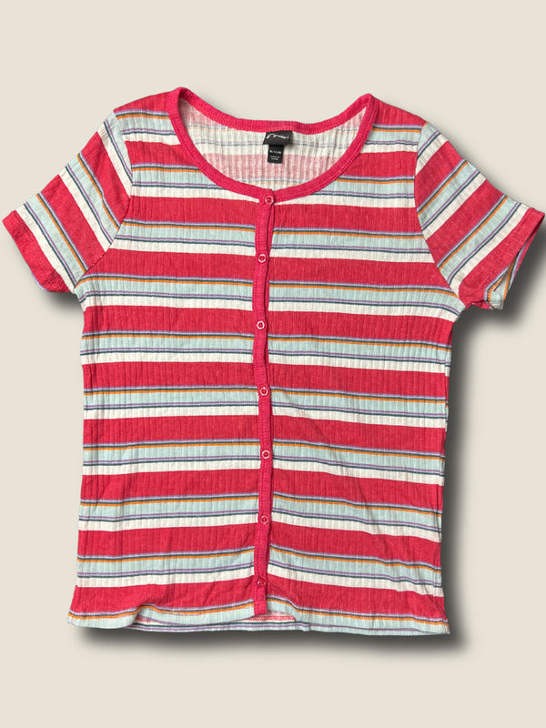 Girls' Art Class Button Front Stripes Top