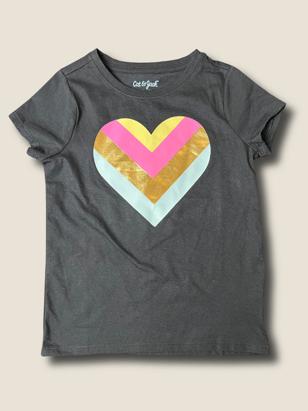 Girls' Cat & Jack Chevron Heart Tee