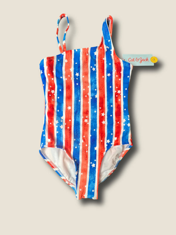 Girls' Cat & Jack Sleeveless Striped One Piece Swimsuit